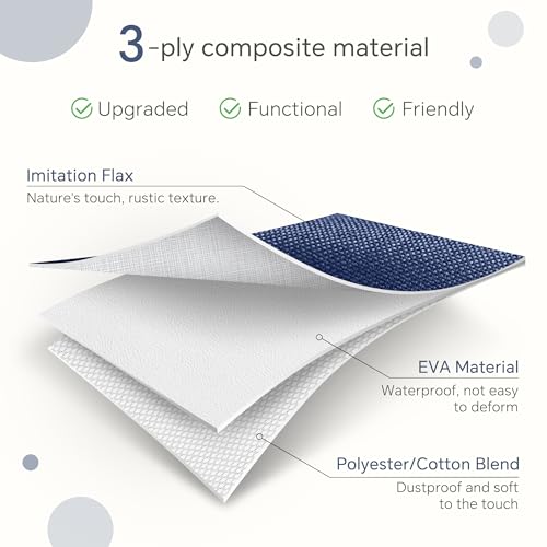 FinishingBo 11 inch Cube Storage Bin with Handles 6 Pack - color: White/Navy Blue-6 Pack