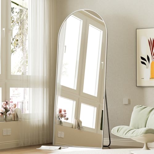 BEAUTYPEAK 71"x26" Arch Full Body Floor Mirror, Full Length Mirror Hanging or Leaning Arched-Top, Wall Mirrors with Stand for Bedroom, Dressing Room, Silver - color: Silver, size: 71"L x 26"W