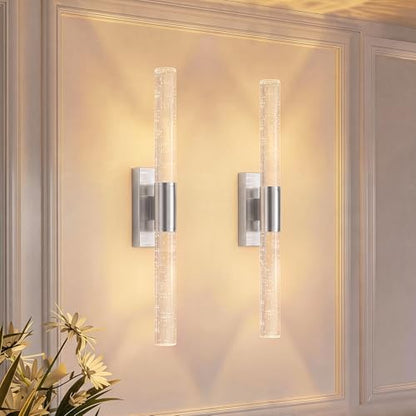 camuucci Battery Operated Wall Sconces Set of 2, Rechargeable Wall Lights - color: Silver, size: 20.9 Inches