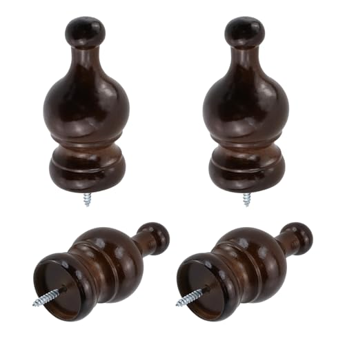 T Tulead 4PCS Wood Curtain Rod Finials 1.38-Inch Brown - style: Brown, 1.38", 4PCS
