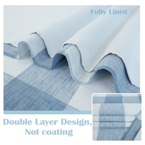 DriftAway Buffalo Plaid Blackout Curtains 2 Panels W52 x L84, Dusty Blue - color: Woven-dusty Blue, size: 52"W x 84"L (Pack of 2)