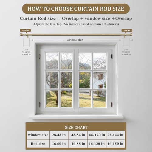 Oneach Heavy Duty Curtain Rods for Windows 72 to 144 Inch, 1 Inch Antique Bronze Curtain Rod, Adjustable Length Rod with Metal Finials, Modern Decor for Bedroom Kitchen Living Room - color: 017 Antique Bronze, size: 16"-150"|1 Pack