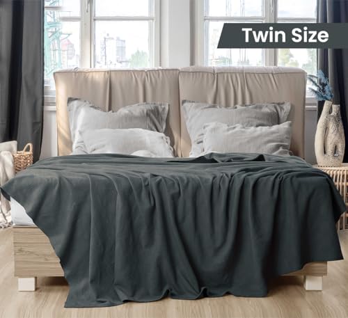 Utopia Bedding Smoke Gray 100% Cotton Blanket [Twin Size - 90x72 Inch] Lightweight, Soft and Breathable Thermal Blanket for All Seasons (Pack of 10) - color: Smoke Gray, size: Twin (Pack of 10)