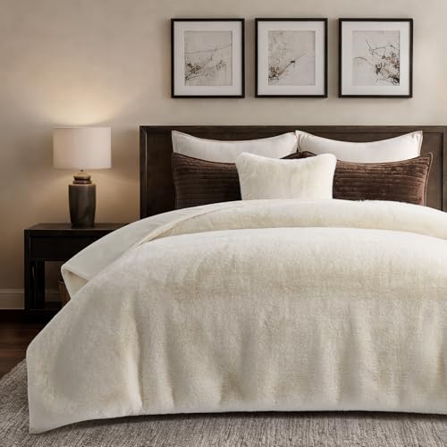 EverGrace Faux Chinchilla Fur Throw Blanket, 72"x90", Arctic White - color: Arctic White, size: 72"x90"