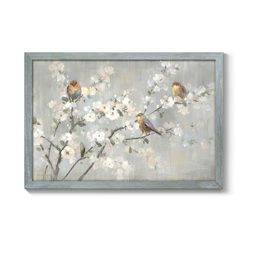 Impressionistic Birds on Blossom Branches Wall Art, 16"Lx11"W - color: Birds on Spring Blossom, size: 16"L x 11"W