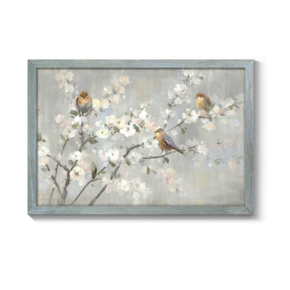 Impressionistic Birds on Blossom Branches Wall Art, 16"Lx11"W - color: Birds on Spring Blossom, size: 16"L x 11"W