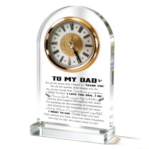 WKYAER Dad Gifts from Daughter Son, Clear Acrylic Desk Clock Decor, Father's Day Birthday, Tabletop Clock for Home Office Shelf 4.3 x 7.8 in - color: Dad 13