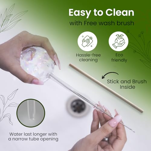 Iridescent Self Watering Globes, Glass Rainbow Plant Watering Globes, Self Watering Planter Insert, Automatic Plant Waterer Indoor (Medium-4 Pcs Iridescent, Medium) - color: Medium - 4 Pcs (Pack of 1)