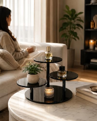 3-Tier Acrylic Display Riser for Lego Botanical, Figurine Stand - color: 5mm thickness- All Black