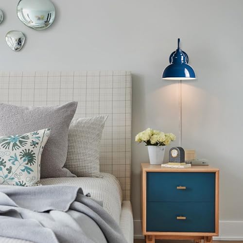 Mini Gooseneck Wall Sconce, 2-Way Mount with Switch, Blue - color: Blue