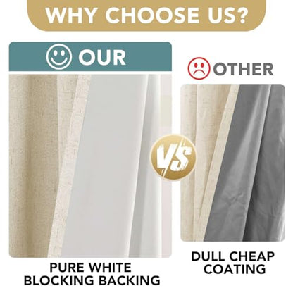 H.VERSAILTEX 100% Blackout Curtains for Bedroom Thermal Insulated Linen Textured Curtains Heat and Full Light Blocking Drapes Living Room Curtains 2 Panel Sets, 42x45 Inch, Bleached Sand - color: Bleached Sand, size: 42"W x 45"L (Pack of 2)