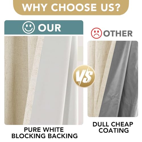 H.VERSAILTEX 100% Blackout Linen Curtains 54" L 2 Panels Bleached Sand - color: Bleached Sand, size: 42"W x 54"L (Pack of 2)