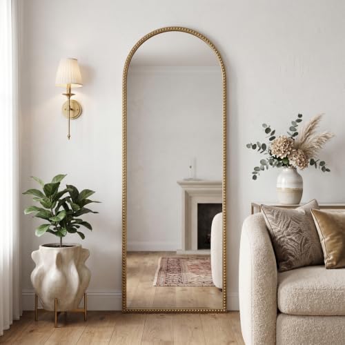 Arched Full Length Mirror,20x53" Gold Dressing Floor Long Full Body Mirror - size: 53"L x 20"W