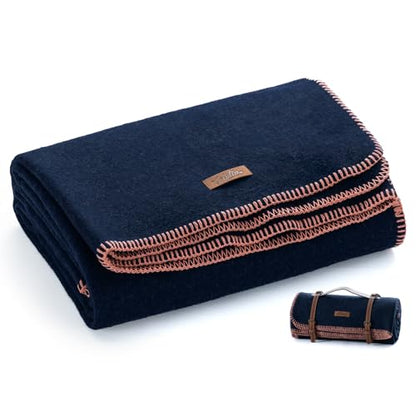 Molithe 100% Wool Blanket, 62" x 48", Warm, Thick, Military, Camping Gear - color: Navy Blue, size: Medium