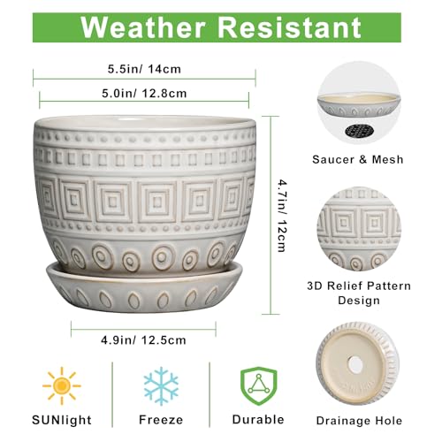 G EPGardening Ceramic Pots for Plants, 5 Inch Plant Pot, White - color: Palindrome White