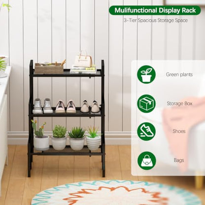 Garden 4 you 3-Tier Expandable Metal Plant Stand, Adjustable Stair Rack - color: Black, size: Expandable 3-Tier