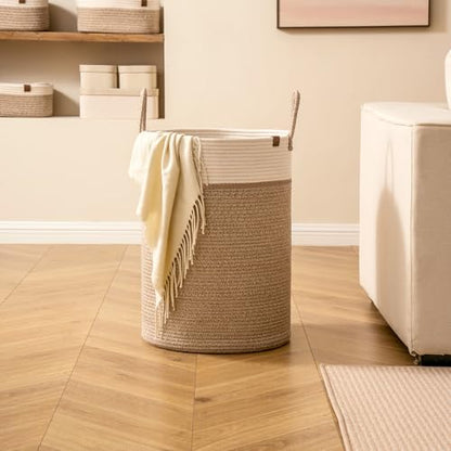 LA JOLIE MUSE 72L Extra Large Cotton Rope Laundry Basket, Blanket Basket