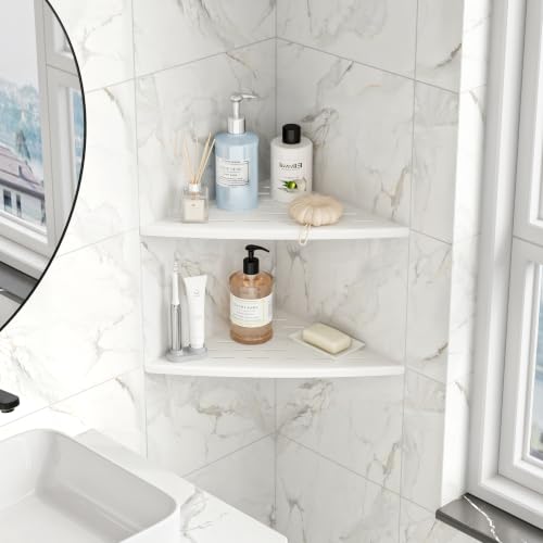 Qeke 2 Pack Corner Shower Shelf White, 11.5" Recessed Tile Shower Shelf - color: Matte White