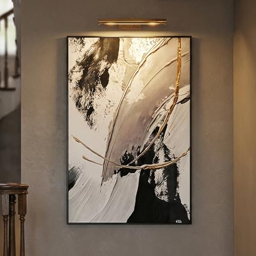 QKF Gold Abstract 3D Texture Black Aluminum Frame Canvas Wall Art - color: Gray, Black & Copper
