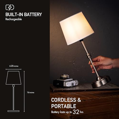 O'Bright Seraph Cordless Rechargeable LED Table Lamp, Brushed Nickel - color: Brushed Nickel