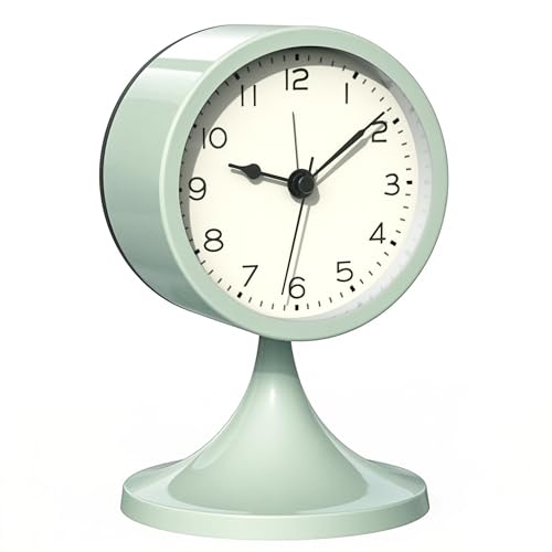 AYRELY® 3" Analog Alarm Clock, Retro Small Clock, Desk Clock for Bathroom | Cute Battery Operated Table Clock with Silent Movement and Light for Bedroom, Bedside, Living Room Decor and Shelf （Green） - color: Green