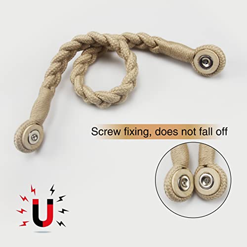 Magnetic Soft Curtain Tiebacks Rope Cotton Window Curtain Holdbacks Porlau - color: Dark Beige, size: 6 Pack