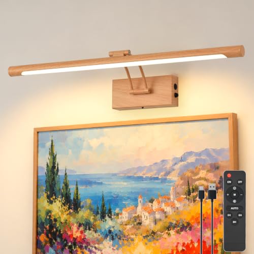 Battery Operated Picture Light for Wall,Wood Finish 23.6-Inch - color: Wood Finish, size: 23.6 Inch