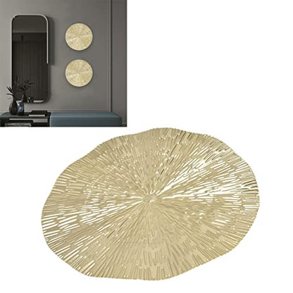 Aqur2020 Round Wall Art Decor, Gold Floating Circles Crinkle Abstract Geometric Iron Wall Art Metal Decor