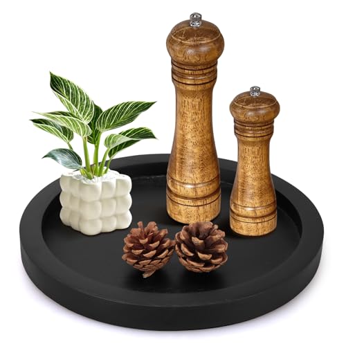 Black Wooden Decorative Trays for Kitchen Counter Living Room Centerpiece - color: Black, size: 12"