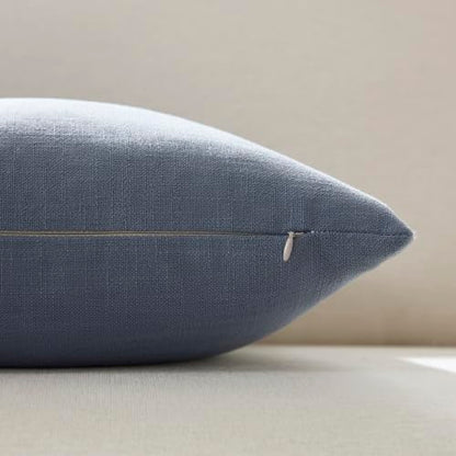 Meekio Linen Blend Throw Pillow Covers 18x18 Set of 2, Blue Gray - color: Blue Grey, size: 18" x 18" (Pack of 2)