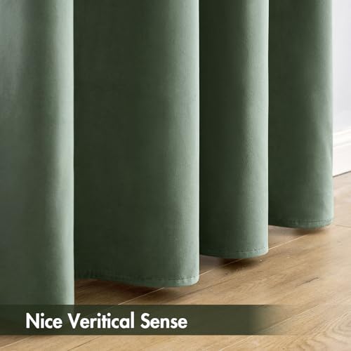 MIULEE Sage Green Blackout Velvet Curtains Drapes 63 Inch Long 52"x63" - color: Sage Green, size: 52"W x 63"L (Pack of 2)