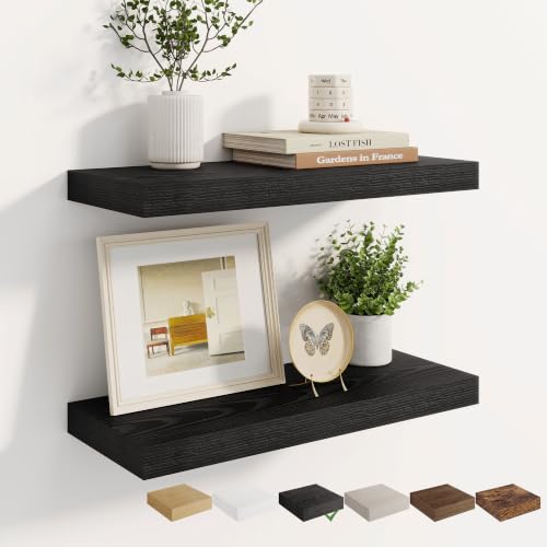 Dreamland 22.5 Inches Wall Mounted Wood Floating Shelves, Black, 2 Pack - color: Black, size: 22.5in