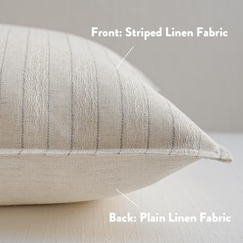 MOROCO Linen Striped Throw Pillow Covers 18x18 Set of 2, Grey - color: Grey, size: 18" x 18" (Pack of 2)