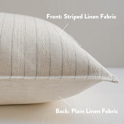 MOROCO Linen Striped Throw Pillow Covers 12x20 Set of 2, Grey - color: Grey, size: 20" x 12" (Pack of 2)