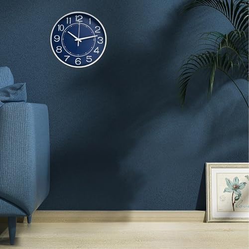 HZDHCLH 12 Inch Modern Wall Clock Battery Operated Silent Non Ticking - color: Navy Blue, size: 12 Inch