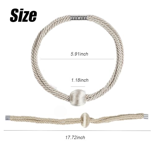 BEL AVENIR Magnetic Curtain Tiebacks, Boho Farmhouse Curtain Tie Backs - color: Beige