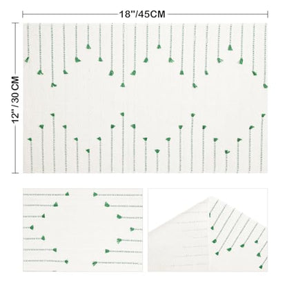 Artoid Mode Dark Green Christmas Woven Rustic Placemats Set of 4-12x18 Inch - color: Dark Green, size: 12" x 18", 4 Pcs