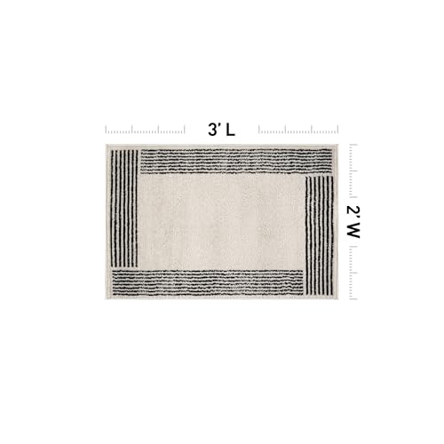 Rugshop Modern Bordered Minimal Area Rug for Kitchen Cream 2' x 3' - color: Cream, size: 2' x 3' (Rectangular)