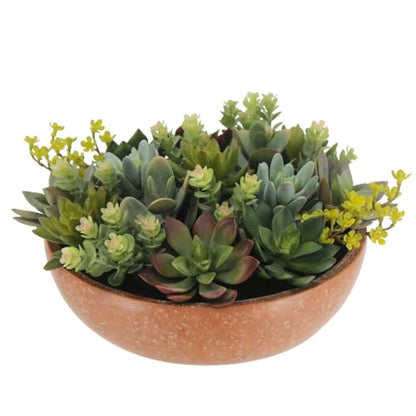CG Hunter, Round Faux Succulent Arrangement, 11 in, Terracotta, Home Decor - size: 11" Round Terracotta