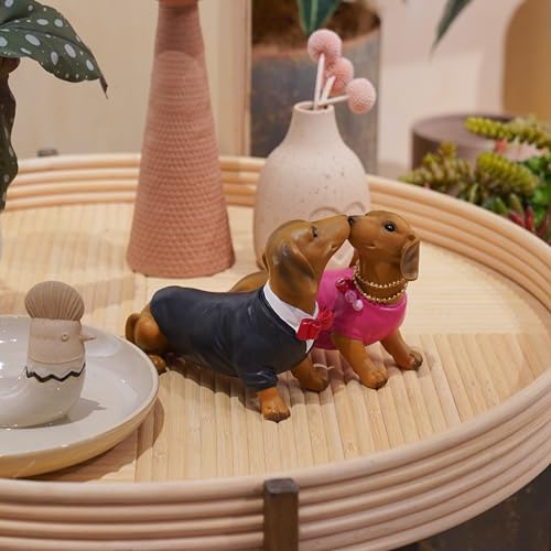 Guichifun Kissing Dachshund Dog Couple Figurines 2 Piece Resin - color: Colorful