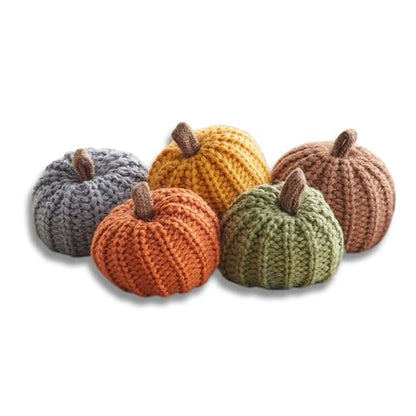 Your Heart's Content Mini Knit Pumpkins Set of 5 (Mini Earth Tone Set) - color: Mini Earth Tone Set