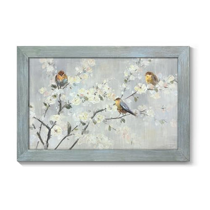 Soft Pastel Birds on Spring Blossom Branches Wall Art, 24"Lx16"W - color: Birds on Spring Blossom, size: 24"L x 16"W
