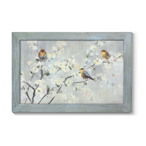 Soft Pastel Birds on Spring Blossom Branches Wall Art, 24"Lx16"W - color: Birds on Spring Blossom, size: 24"L x 16"W