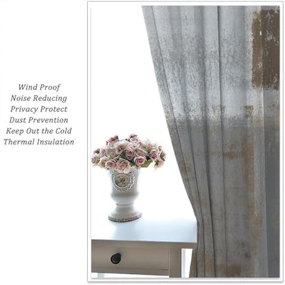 Rustic Curtains Tan Brown Grey Abstract Pattern Blackout Print Rod Pocket Window Drapes for Bedroom Living Room 42x45in - color: Rustic-8, size: 21"W x 45"L (Pack of 2)