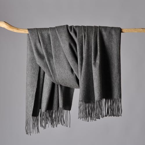 CUDDLE DREAMS Premium Cashmere Throw Blanket with Fringe (Gray) - color: Gray