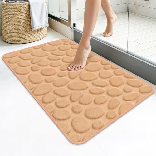 Memory Foam Bath Mat 32x20, Soft Absorbent Bathroom Rug, Khaki - color: Khaki, size: 20"x32"