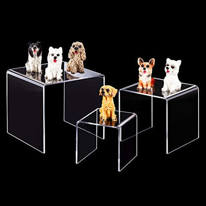 CECOLIC Clear Acrylic Riser Display Stand, Acrylic Display Riser Stand Shelf for Pops Figures, Jewelry, Candy, Cupcake, Dessert, 2 Sets - 3x4x5in - size: 3x4x5''