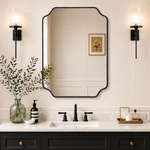 Besdomus Black Modern Bathroom Mirror: 24"x32" Minimalist Vanity Mirrors - color: Black, size: 32"L x 24"W