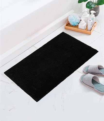 COTTON CRAFT 2 Pack Reversible Bath Mat - Soft Plush Bath Rug -17x24- Black - color: Black, size: 17x24 Inches