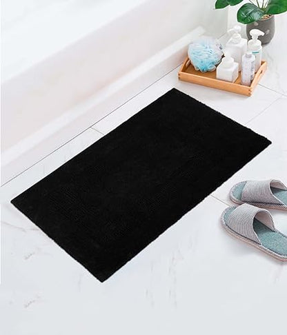 COTTON CRAFT 2 Pack Reversible Bath Mat - Soft Plush Bath Rug -17x24- Black - color: Black, size: 17x24 Inches